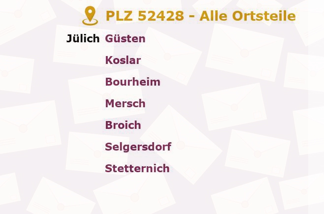 Postleitzahl 52428 Jülich, Nordrhein-Westfalen - Alle Orte und Ortsteile