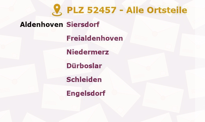 Postleitzahl 52457 Aldenhoven, Nordrhein-Westfalen - Alle Orte und Ortsteile