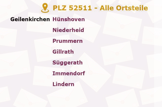 Postleitzahl 52511 Geilenkirchen, Nordrhein-Westfalen - Alle Orte und Ortsteile