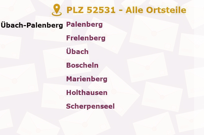 Postleitzahl 52531 Übach-Palenberg, Nordrhein-Westfalen - Alle Orte und Ortsteile