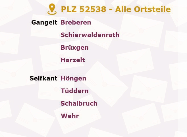 Postleitzahl 52538 Gangelt, Nordrhein-Westfalen - Alle Orte und Ortsteile