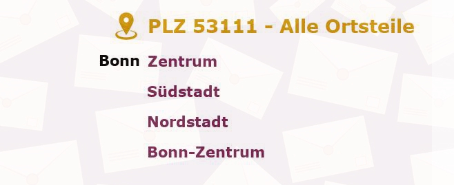 Postleitzahl 53111 Bonn, Nordrhein-Westfalen - Alle Orte und Ortsteile