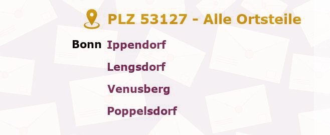 Postleitzahl 53127 Bonn, Nordrhein-Westfalen - Alle Orte und Ortsteile