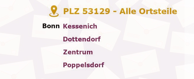 Postleitzahl 53129 Bonn, Nordrhein-Westfalen - Alle Orte und Ortsteile