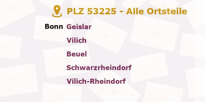 Postleitzahl 53225 Bonn, Nordrhein-Westfalen - Alle Orte und Ortsteile