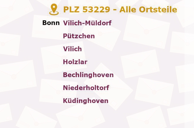 Postleitzahl 53229 Bonn, Nordrhein-Westfalen - Alle Orte und Ortsteile