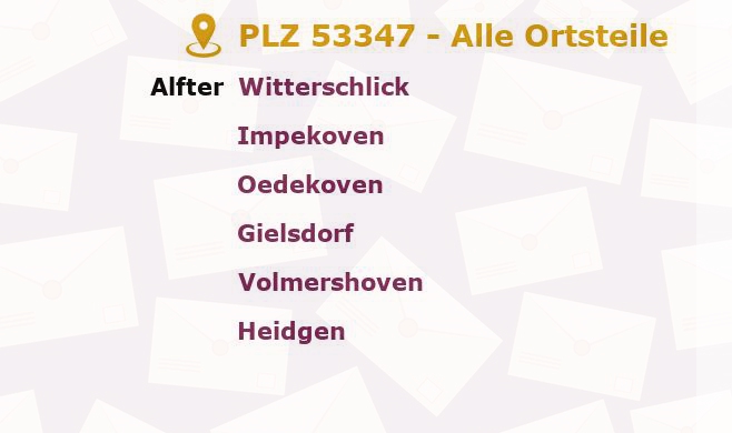 Postleitzahl 53347 Alfter, Nordrhein-Westfalen - Alle Orte und Ortsteile