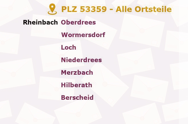 Postleitzahl 53359 Rheinbach, Nordrhein-Westfalen - Alle Orte und Ortsteile