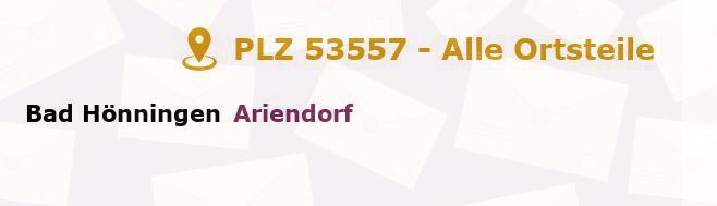 Postleitzahl 53557 Bad Hönningen, Rheinland-Pfalz - Alle Orte und Ortsteile