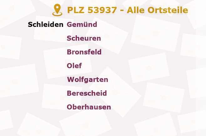 Postleitzahl 53937 Schleiden, Nordrhein-Westfalen - Alle Orte und Ortsteile