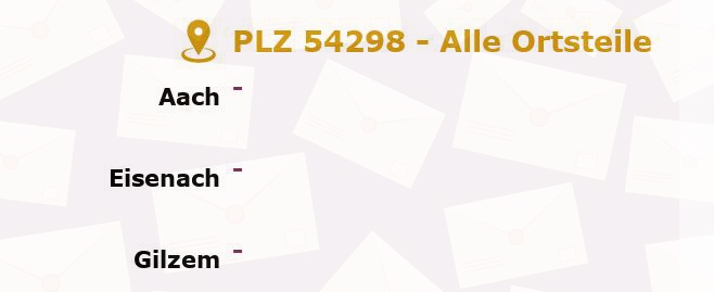 Postleitzahl 54298 Rheinland-Pfalz - Alle Orte und Ortsteile