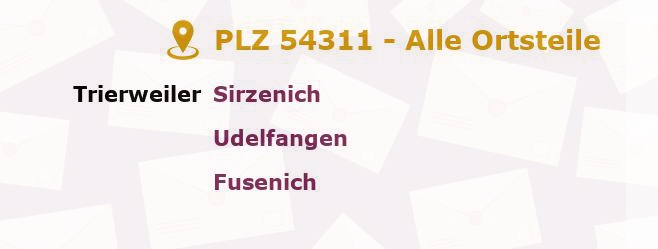 Postleitzahl 54311 Trierweiler, Rheinland-Pfalz - Alle Orte und Ortsteile