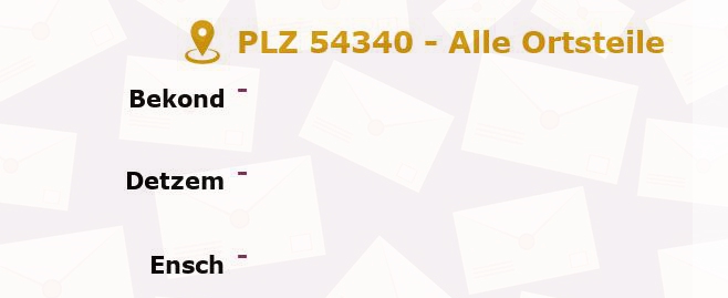 Postleitzahl 54340 Thörnich, Rheinland-Pfalz - Alle Orte und Ortsteile