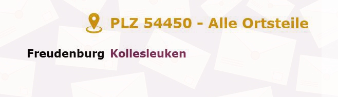 Postleitzahl 54450 Freudenburg, Rheinland-Pfalz - Alle Orte und Ortsteile