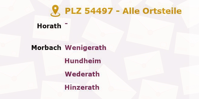 Postleitzahl 54497 Horath, Rheinland-Pfalz - Alle Orte und Ortsteile