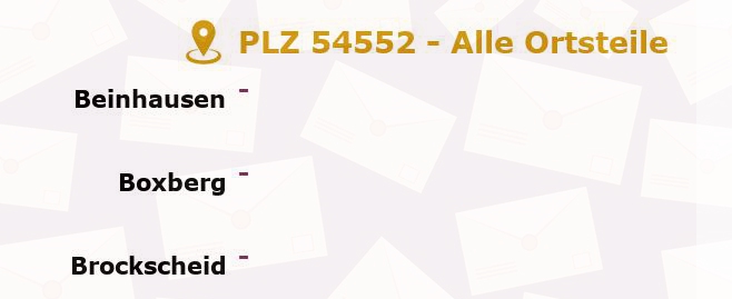 Postleitzahl 54552 Hörscheid, Rheinland-Pfalz - Alle Orte und Ortsteile