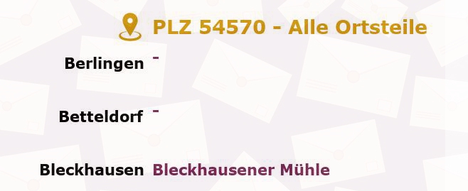 Postleitzahl 54570 Schutz, Rheinland-Pfalz - Alle Orte und Ortsteile