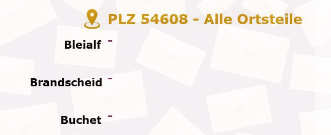 Postleitzahl 54608 Großlangenfeld, Rheinland-Pfalz - Alle Orte und Ortsteile