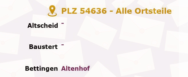 Postleitzahl 54636 Rheinland-Pfalz - Alle Orte und Ortsteile