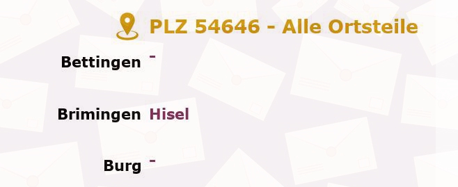 Postleitzahl 54646 Olsdorf, Rheinland-Pfalz - Alle Orte und Ortsteile