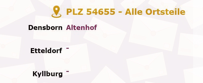 Postleitzahl 54655 Zendscheid, Rheinland-Pfalz - Alle Orte und Ortsteile