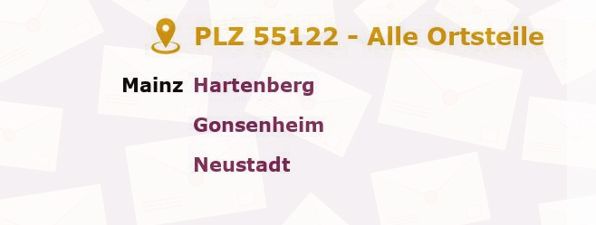 Postleitzahl 55122 Mainz, Rheinland-Pfalz - Alle Orte und Ortsteile