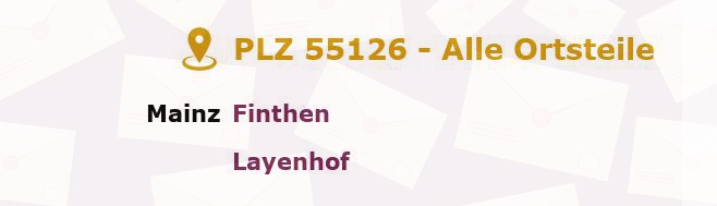 Postleitzahl 55126 Mainz, Rheinland-Pfalz - Alle Orte und Ortsteile