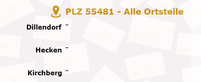 Postleitzahl 55481 Rheinland-Pfalz - Alle Orte und Ortsteile