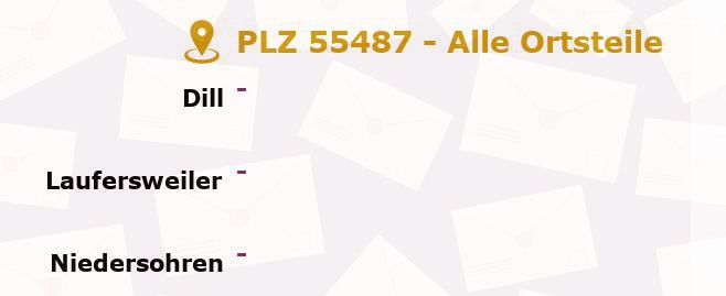 Postleitzahl 55487 Rheinland-Pfalz - Alle Orte und Ortsteile