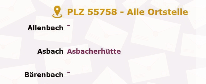 Postleitzahl 55758 Hellertshausen, Rheinland-Pfalz - Alle Orte und Ortsteile