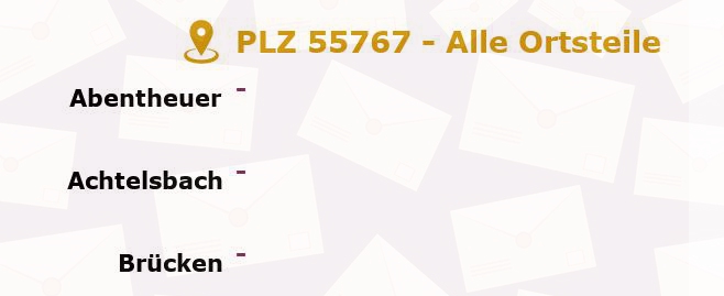 Postleitzahl 55767 Rötsweiler-Nockenthal, Rheinland-Pfalz - Alle Orte und Ortsteile