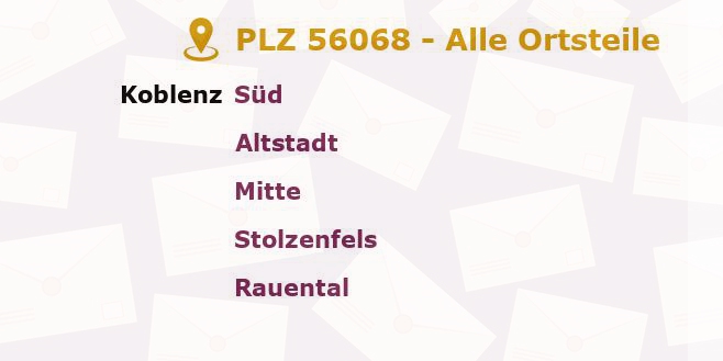 Postleitzahl 56068 Koblenz, Rheinland-Pfalz - Alle Orte und Ortsteile