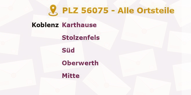 Postleitzahl 56075 Koblenz, Rheinland-Pfalz - Alle Orte und Ortsteile