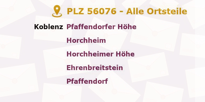 Postleitzahl 56076 Koblenz, Rheinland-Pfalz - Alle Orte und Ortsteile