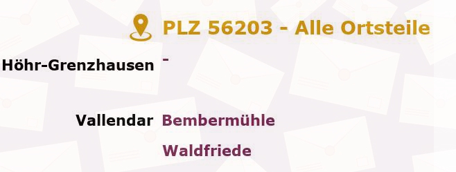 Postleitzahl 56203 Höhr-Grenzhausen, Rheinland-Pfalz - Alle Orte und Ortsteile