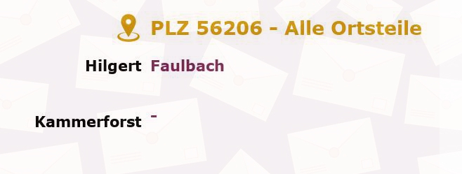 Postleitzahl 56206 Rheinland-Pfalz - Alle Orte und Ortsteile