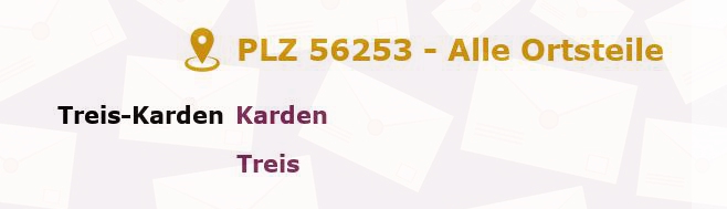 Postleitzahl 56253 Treis-Karden, Rheinland-Pfalz - Alle Orte und Ortsteile