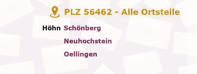 Postleitzahl 56462 Höhn, Rheinland-Pfalz - Alle Orte und Ortsteile