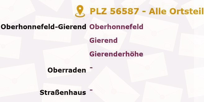 Postleitzahl 56587 Rheinland-Pfalz - Alle Orte und Ortsteile