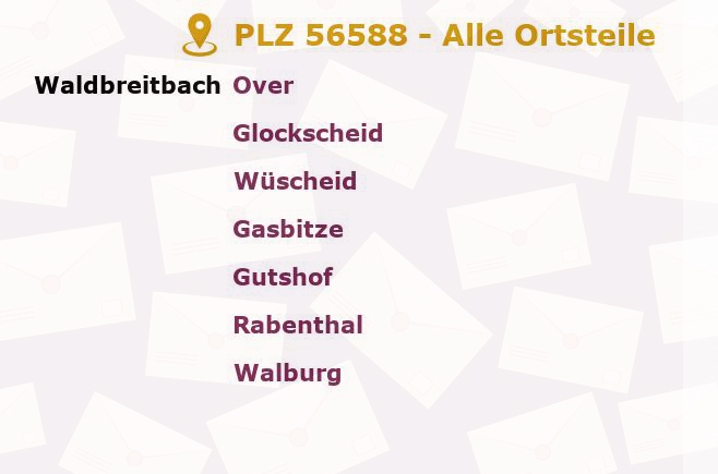 Postleitzahl 56588 Waldbreitbach, Rheinland-Pfalz - Alle Orte und Ortsteile