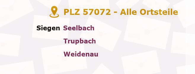 Postleitzahl 57072 Siegen, Nordrhein-Westfalen - Alle Orte und Ortsteile