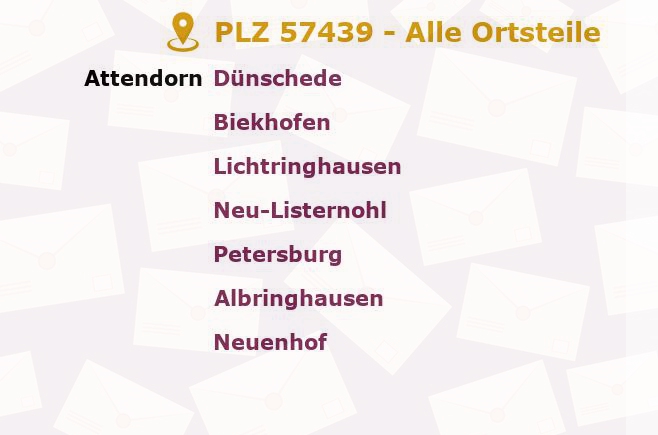 Postleitzahl 57439 Attendorn, Nordrhein-Westfalen - Alle Orte und Ortsteile