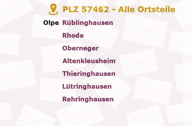 Postleitzahl 57462 Olpe, Nordrhein-Westfalen - Alle Orte und Ortsteile