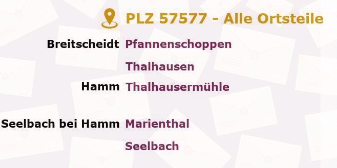 Postleitzahl 57577 Rheinland-Pfalz - Alle Orte und Ortsteile