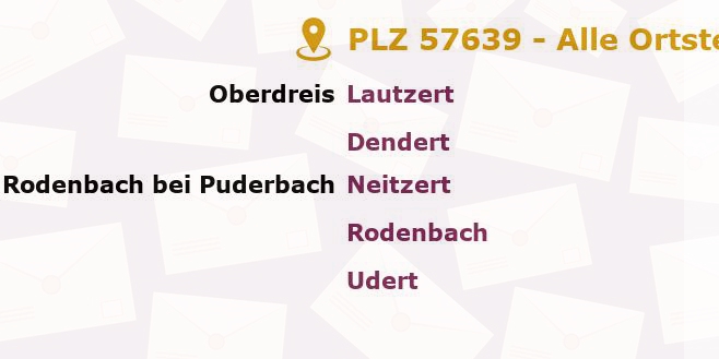Postleitzahl 57639 Rheinland-Pfalz - Alle Orte und Ortsteile