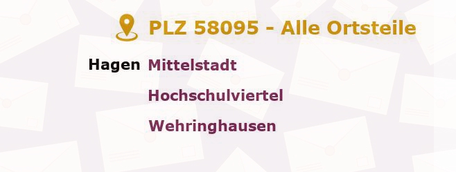 Postleitzahl 58095 Hagen, Nordrhein-Westfalen - Alle Orte und Ortsteile