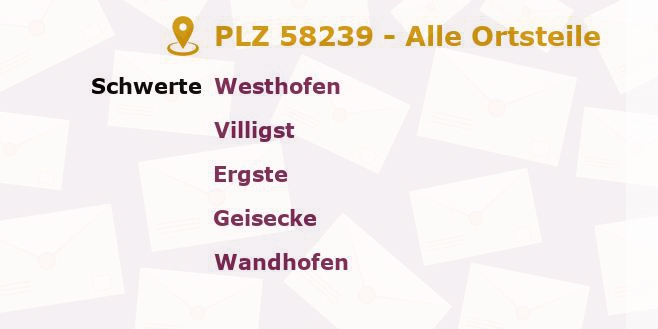 Postleitzahl 58239 Schwerte, Nordrhein-Westfalen - Alle Orte und Ortsteile