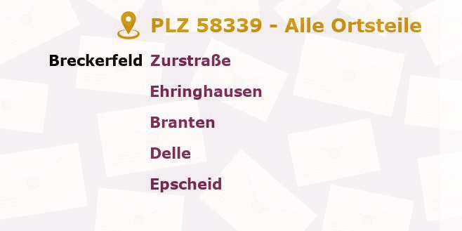 Postleitzahl 58339 Breckerfeld, Nordrhein-Westfalen - Alle Orte und Ortsteile