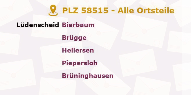 Postleitzahl 58515 Lüdenscheid, Nordrhein-Westfalen - Alle Orte und Ortsteile