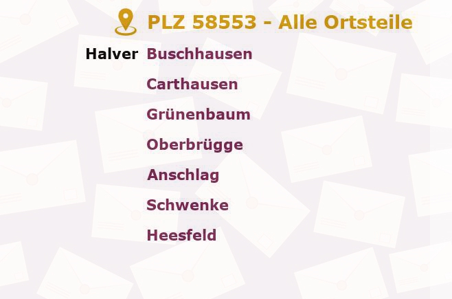 Postleitzahl 58553 Halver, Nordrhein-Westfalen - Alle Orte und Ortsteile